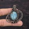 Aquamarine Pendant Copper Wire Wrapped Pendant Handmade Pendant Copper Jewelry Gift For Mother Genuine Gemstone Pendant Wire Wrapped Jewelry