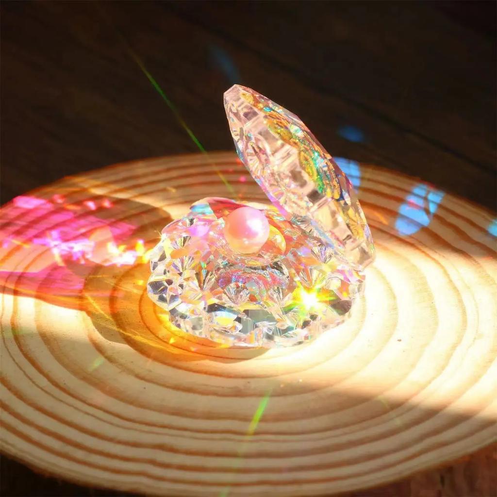 Светоотражающая хрустальная раковина конха с жемчужиной, ловцом солнца, жемчужными ракушками, хрустальной морской раковиной, коллекционной фигуркой, декором для стола