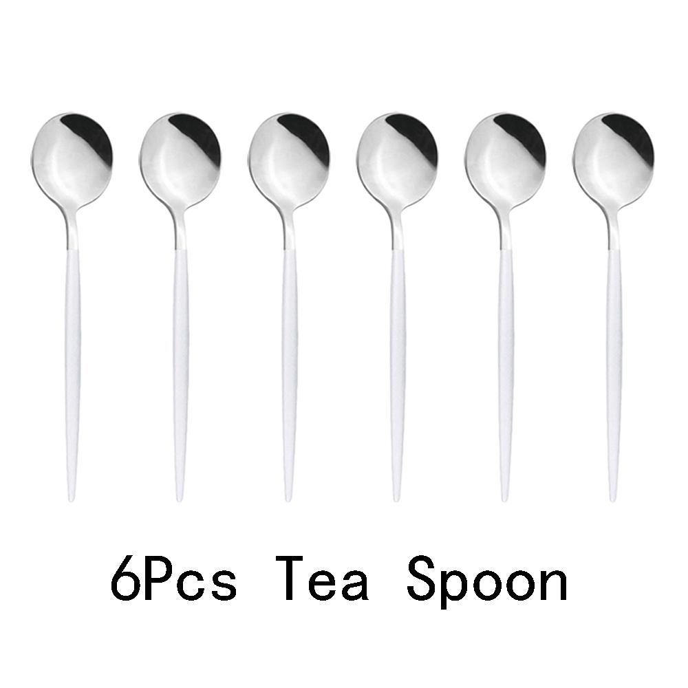 6pcs Mirror Stainless Steel Cutlery Set Multicolor Dinnerware Spoon Set Dinner Set Coffee Tea Spoon Tableware Home Kitchen Silverware
