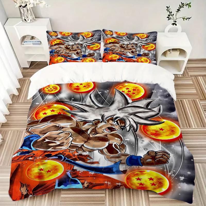 3Pcs Dragon Ball Z Battle Bedding Set Quilt Cover Pillowcase Home Christmas Xmas Halloween Gift 1 Duvet Cover 2 Pillowcase M92435