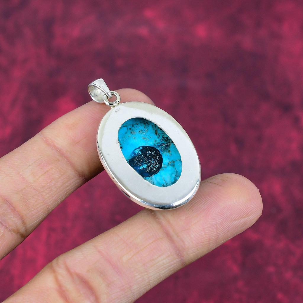 Бирюзовый кулон, Драгоценный камень 925 Проба Стерлинговое серебро Ювелирный кулон, Украшения ручной работы Кулон с камнем рождения, Подарок для него