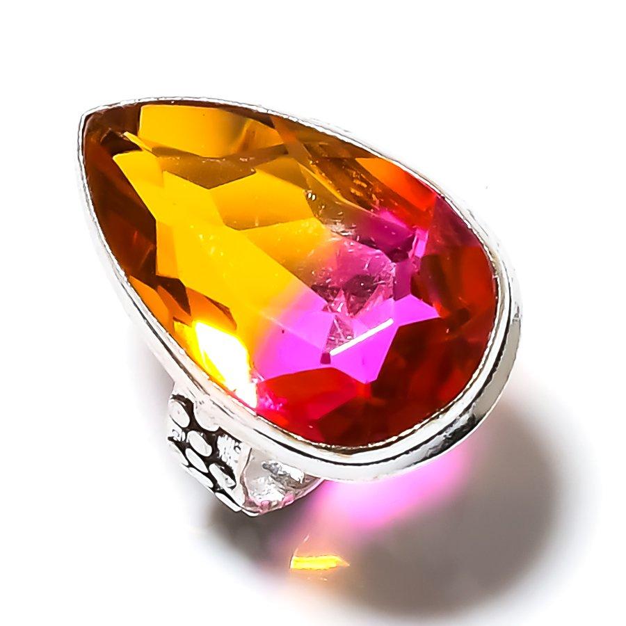 Bi-Color Tourmaline Gemstone 925 Sterling Silver Gift Jewelry Ring Size 7.5