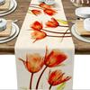 Tulip Linen Table Rustic Farmhouse Style Table Runner 13X70 Inch,Kitchen Dining Table Decoration for Indoor Outdoor Home