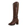 Women's High-heeled Boots Autumn and Winter New Solid-color Thick-heeled Boots Versatile Large-size Roman Medium Boots