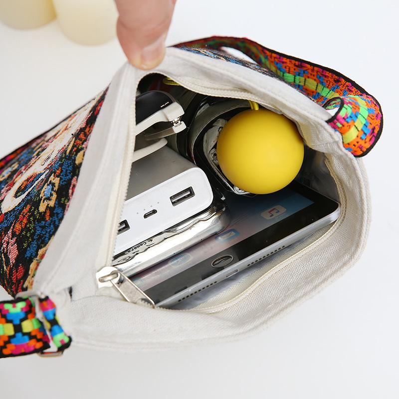 Yogodlns Холщовая сумка кроссбоди в этническом стиле с вышивкой слона для женщин и девушек