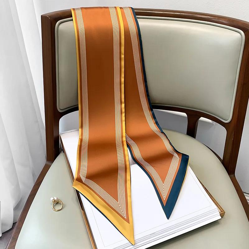 Длинный шелковый шарф-мешок, галстук, женская шея, узкие шарфы, повязка на голову, платок, принт лошади, брендовая женская шейная лента, весна, новинка