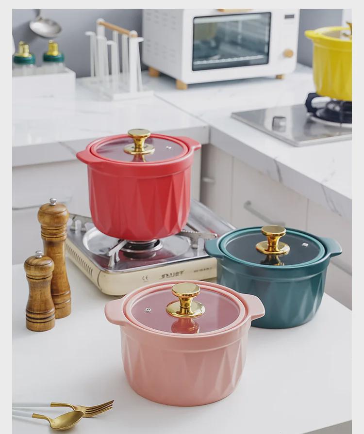 Современная простая матовая глазурь из керамики - жаропрочная, креативная кастрюля для тушения