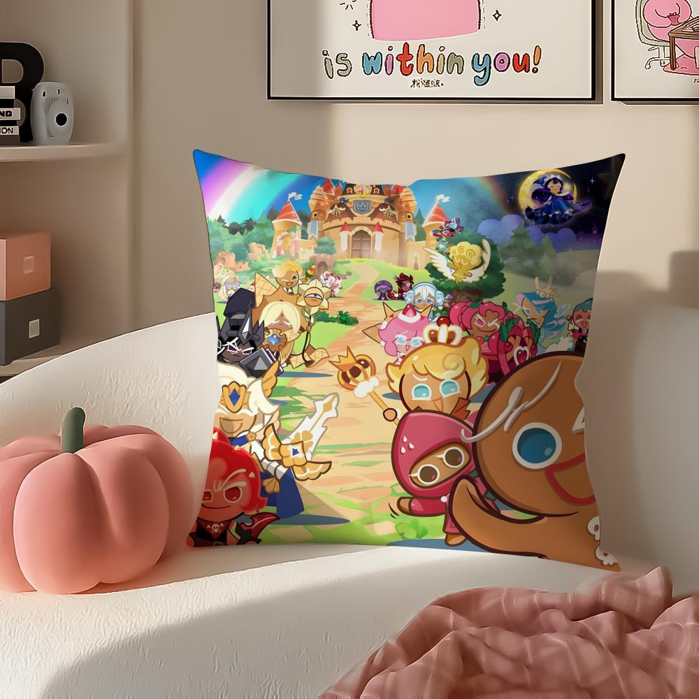 Hot Cute Casual Korean Game CCookie Run Kingdom Cushion Cover Pillowcase Short Plush Invisible zipper Room Sofa Cushion Cover
