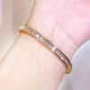 WWJ Simple Bling Non-Fading Bracelet Womens Plain Ring Light Luxury High-Corp Golden Bracelets Bangles Zircon Buckle