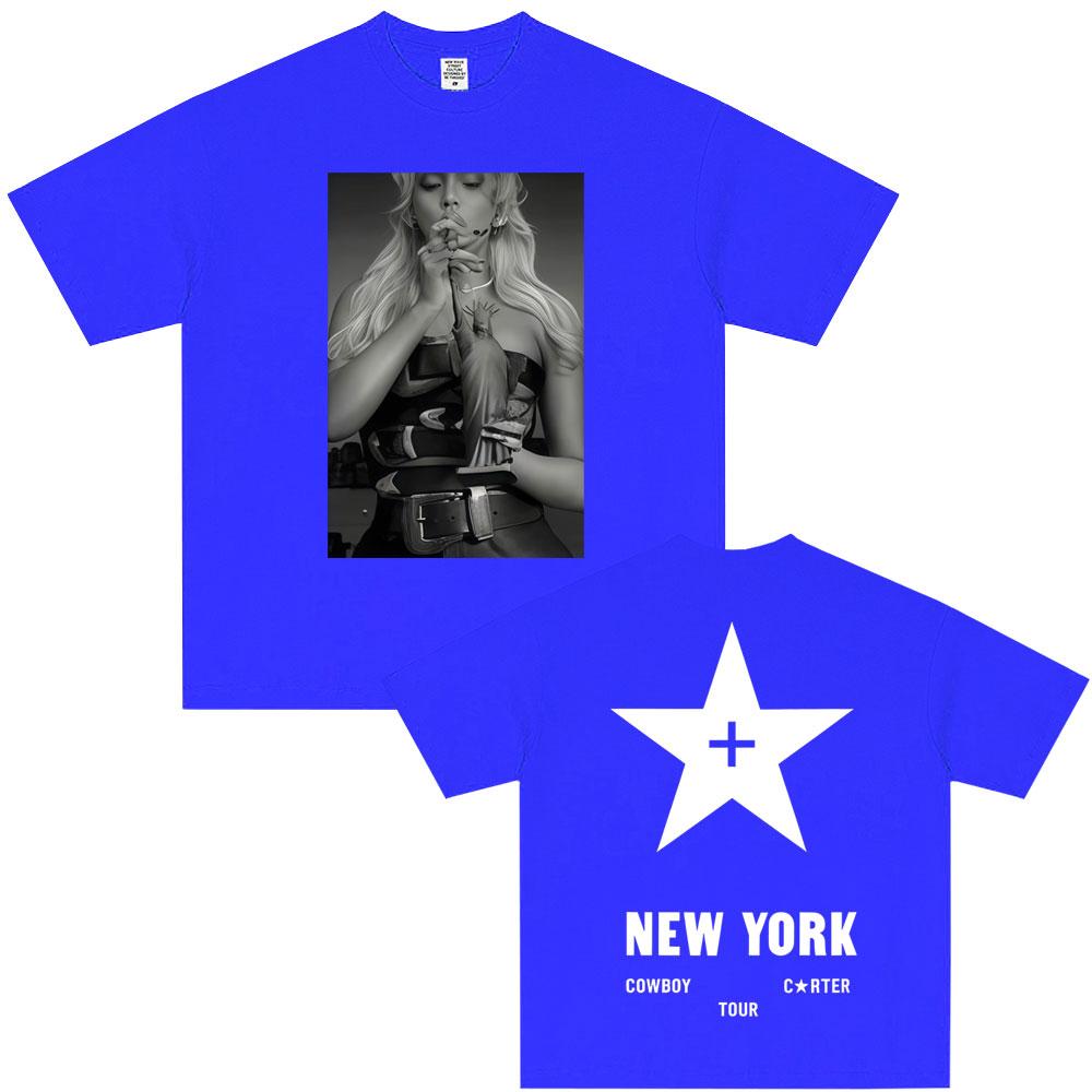 Beyonce Cowboy Carter New York Tour Tshirt Men Women Casual Cotton Vintage T Shirt Male Fashion Pop Music Short Sleeve Tshirts