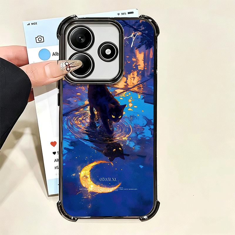 Ночная Луна Кошка Мечтательное Искусство Мягкий Чехол Для Телефона Для Xiaomi Poco X7 X8 Pro Max X6 X5 X3 F8 Ultra F7 M8 M7 M5S Redmi 15C 15A 15 14C 13C