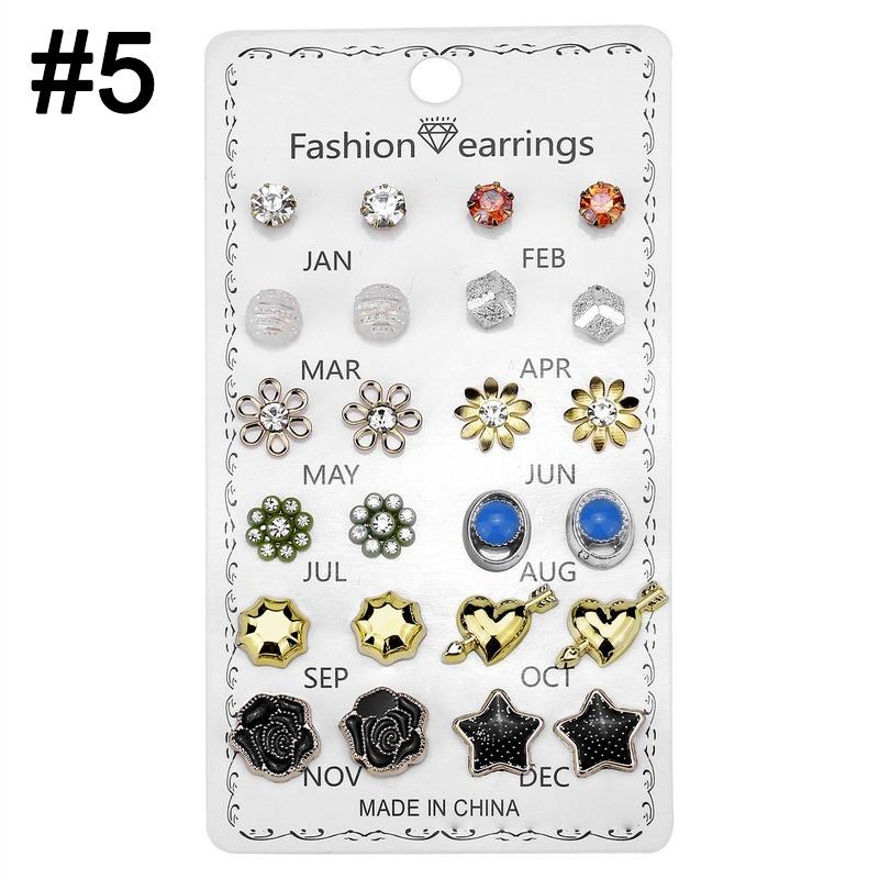 12 пар/компл. серьги-гвоздики с бабочками и бисером, хрустальные цветы, модные женские туфли, красочные серьги со стразами и звездами, ювелирные аксессуары