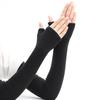 1 Pair Fall Winter Gloves Fingerless Knitted High Elasticity Non-slip Arm Warmers Pure Color Arm Sleeves Keep Warm Windproof Cycling Arm Covers