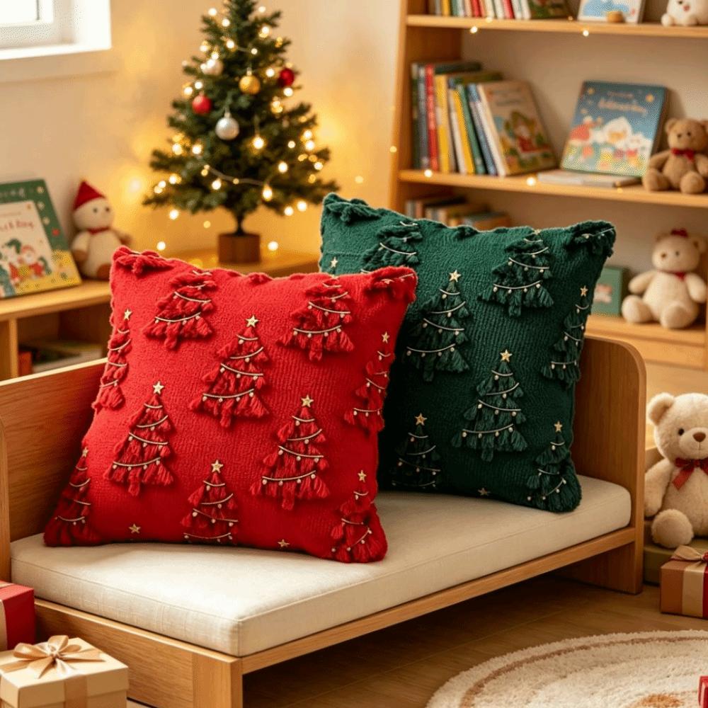 Xmas Tree Throw Pillow Cover Plush Plush Cushion Cover Christmas Pillow Cover Xmas Decor