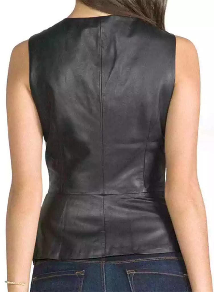 Black Handmade Party Casual Classy New Women's Top Real Lambskin Leather Stylish