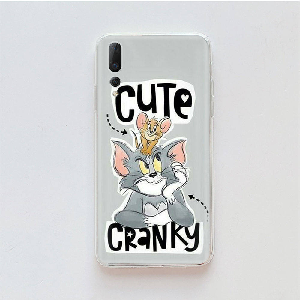 Transparent Case for Samsung A04 A14 A23 M33 M53 Realme 10 9 C35 C55 VIVO X80 Infinix Hot 30 Note 11 Tecno Spark 8P Pro C-43 Cute Tom Jerry Cat Mouse