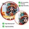 Easy Peel And Stick Glass Stickers Day of The Dead Women Static Window Stickers, Colorful Floral Woman Waterproof PVC Film Decals, Decorative