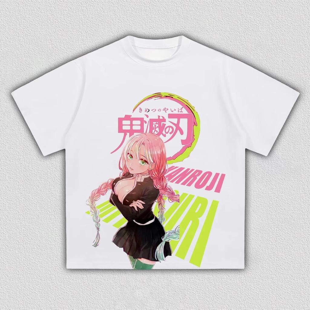 Unisex Demon Slayer Mitsuri Kanroji Color Anime Graphic T-Shirt, Cool Comic Art Print Casual Streetwear T-shirt
