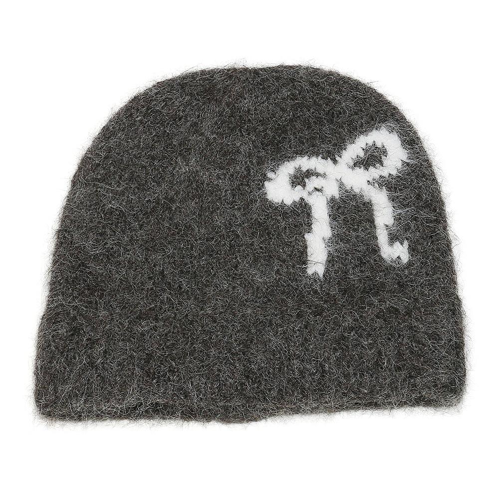 Baotou hat female Korean version bow knitted hat autumn and winter face small cashmere wool hat warm ear protector cold hat children