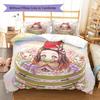 Demon Slayer Tanjiro Pattern Bedding Quilt Set Quilt Cover Pillowcase Home Decoration Birthday Gift (1 * duvet cover + 2 * pillowcase, without core)