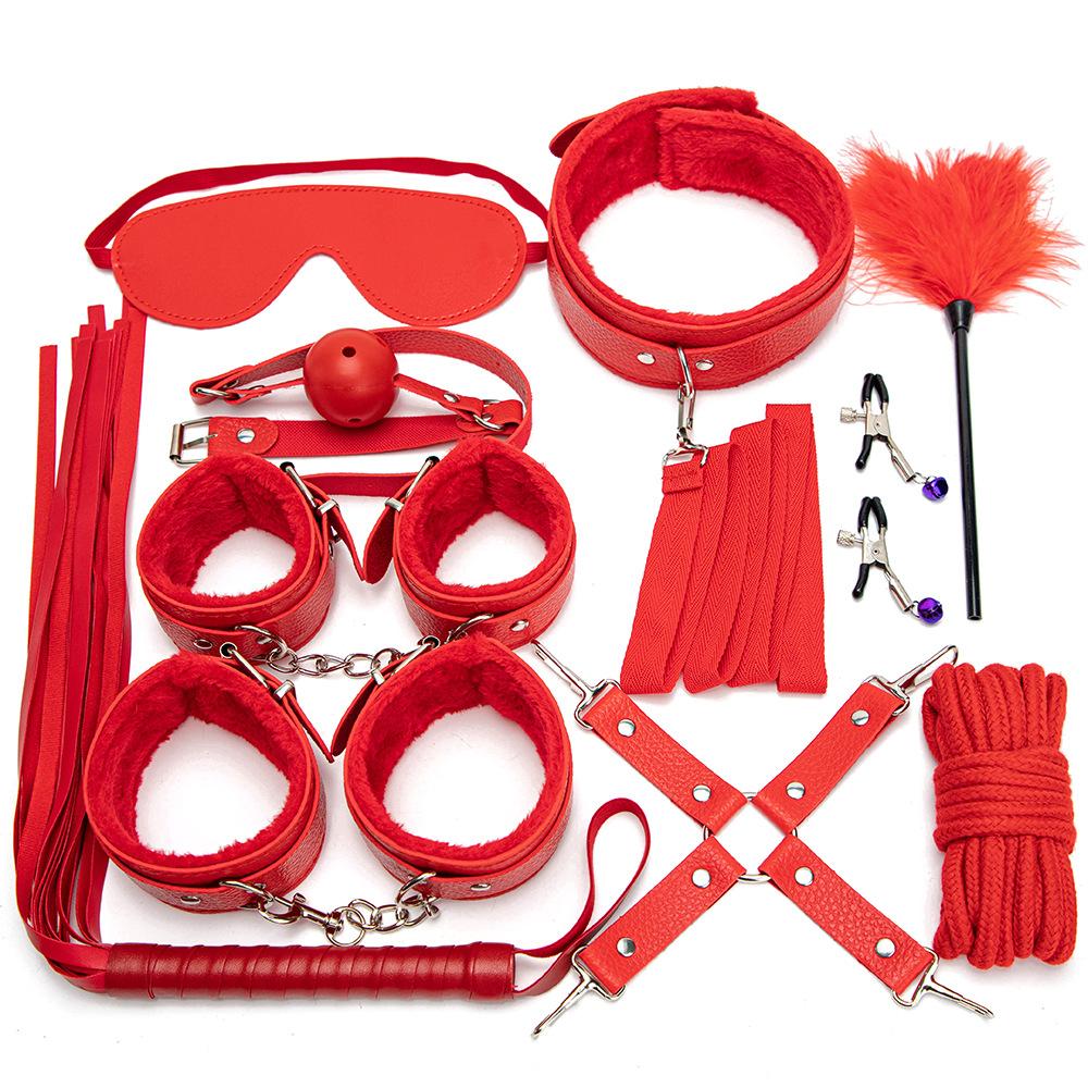 Leather  Kit Bondage Set Adult Toys Sex Games Handcuffs Whip sm Sex Toy Kits Exotic Accessories Erotic Sex Toys for Couples