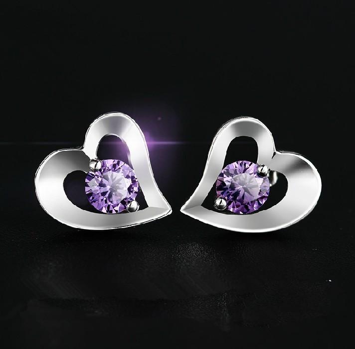 Hypoallergenic Silver Stud Earrings for Women - Korean Fashion Jewelry Gift for Valentine's Day or Qixi Festival.