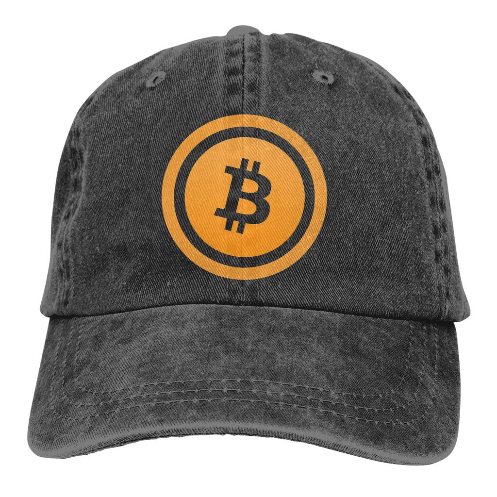 Регулируемая однотонная бейсболка Bitcoin B На плоском значке монеты Стиранный хлопок Dogecoin Смешная Bitcoin Спортивная унисекс шляпа