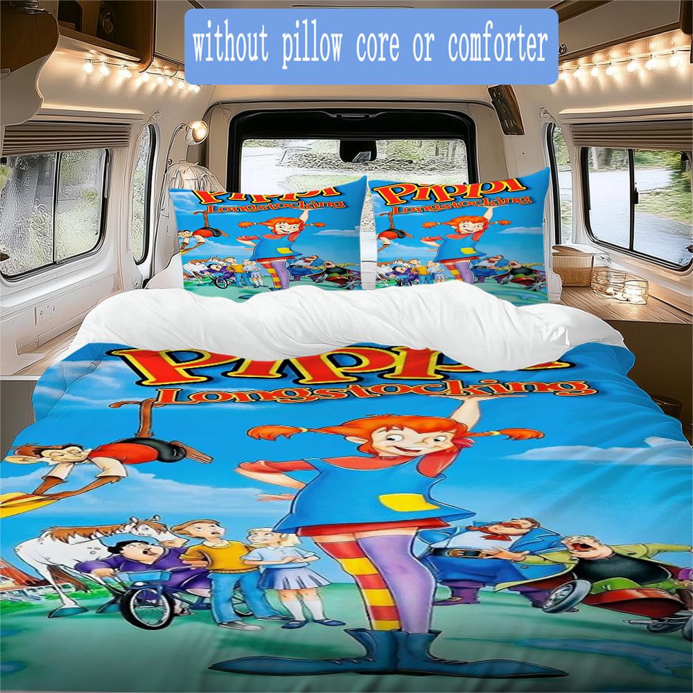 Pippi Longstocking Pattern Bedding,Quilt Set Quilt Cover Pillowcase Home Birthday Gift (1*duvet cover+2*pillowcase,without core)XSJT0917441