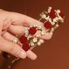 French Red Rhinestone Female Hair Accessories Pearl Hair Hoop Korean Style Headwear Rose Headband