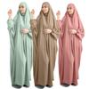 Мусульманское женское платье с капюшоном Абая, молитвенная одежда, хиджаб, длинные веревочные комплекты, полное покрытие, платье для Рамадана, абайя, исламская молитва Ид