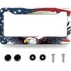 n Flag Eagle License Plate Frame Patriotic Eagle License Plate Colorful Stainless Steel Auto Parts Funny License Plate Decoration with Screws Size