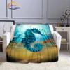 Marine Animal Sea Horse Blankets Super Soft Hippocampus Flannel Blanket Warm Lightweight Kids Bedding Sofa Chairs All Seasons