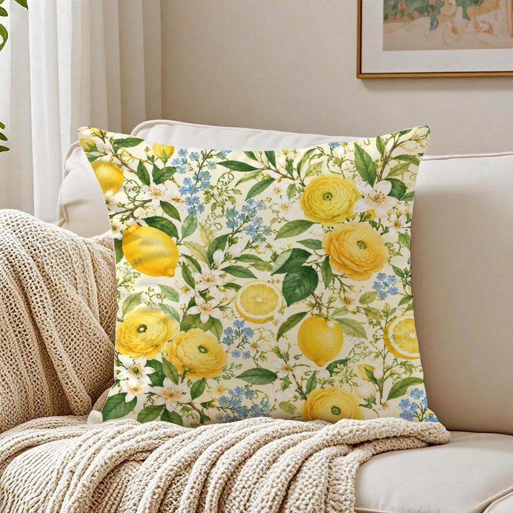 Vintage Fruit Floral Cottage Garden Pillow Case Organic Short Plush Cushion Covers Breathable Washable WrinkleResistant