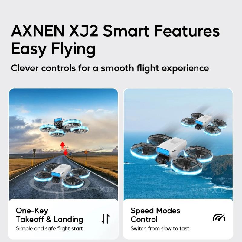 XJ2 Mini Drone 8K Dual HD Camera 5G WIFI Transmission Foldable Brushless RC Quadcopter Full-coverage Protective Cover Remote Control Toy Kid Gift