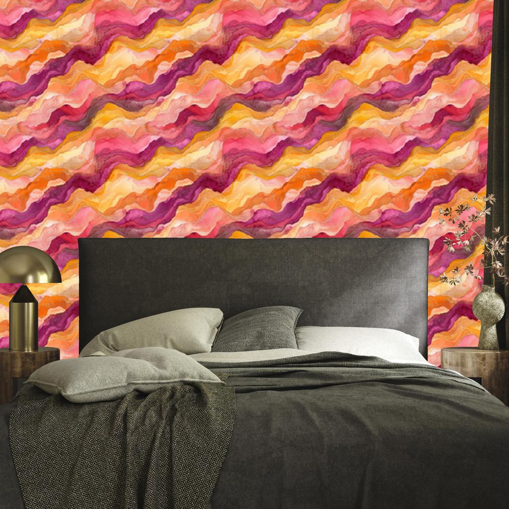 Peach, coral and pink ink wallpaper for living room and bedroom 50x1000