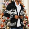 Cozy Up Men's Christmas Cardigans Ugly Xmas Sweaters Reindeer Snowflake Shawl Collar Knitted Cardigan Sweater