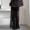2026 Womens Sexy Hollow Lace A-Line Long Skirt Elegant Black Party Dress