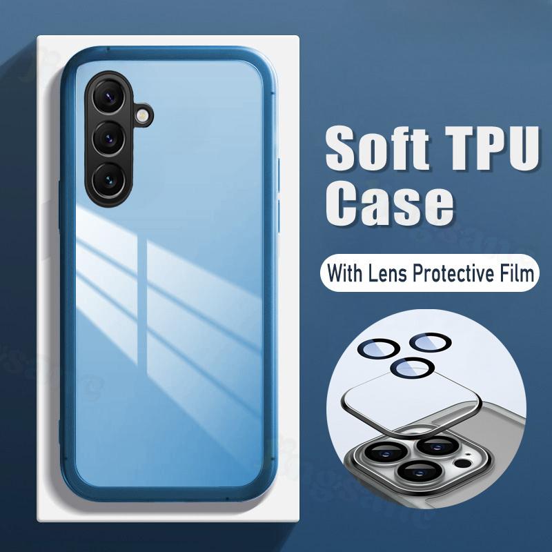 For Samsung Galaxy S25 FE / S26 FE Case Camera Protection Semi Transparent Soft Silicone Shockproof with Lens Protector Films