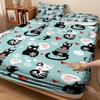 3Pcs Cute Kitten Printed Chipless Bed Sheet Set Multi Size Soft Bed Cover Bedroom Bedding Decoration Machine Washable