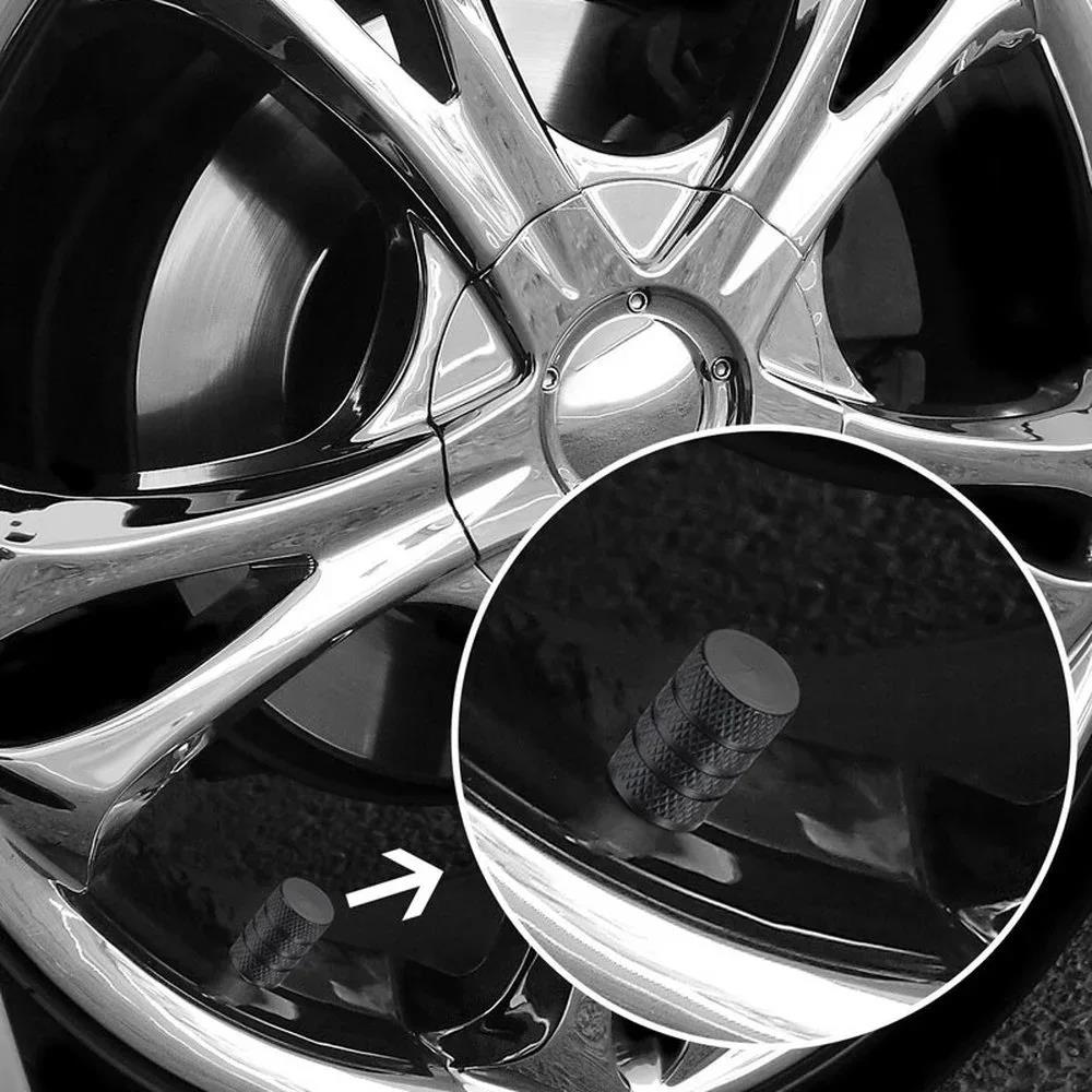 4Pcs Knurling Style Tire Valve Cap Aluminum Silver Car Tire Valve Stems Cap Tire Wheel Stem Air Valve Cap Valve Stems 1