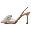 Elegant Fashionable Simple High Heel Shiny Big Bow Pointed Toe Sandals Women Sandals Beige 12321510-38