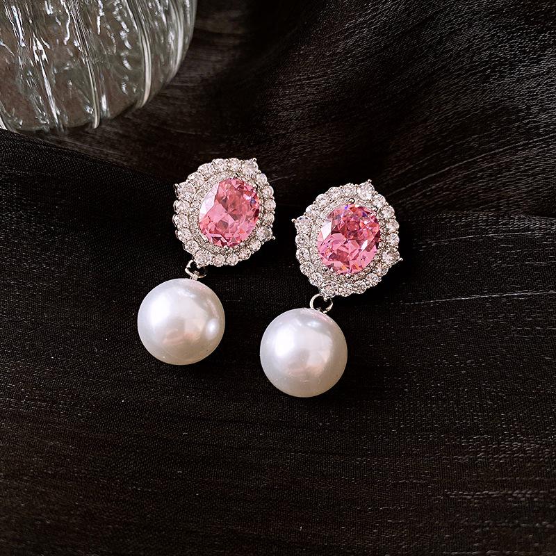 Серьги-пусеты «Серебряная игла» с вырезами в виде розовых бабочек и цирконами - Высококачественная роскошная модная бижутерия