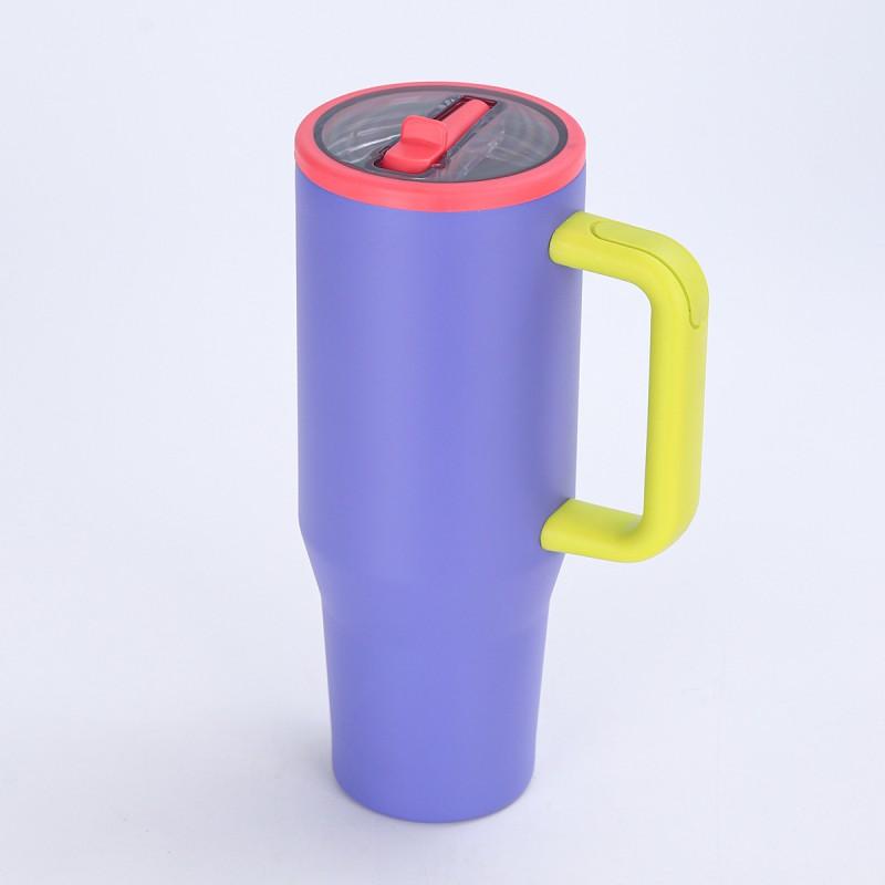40oz Insulated Car Cup With Handle 304 Stainless Steel Straw Leakproof Vacuum Tumbler Cold Hot Drinks