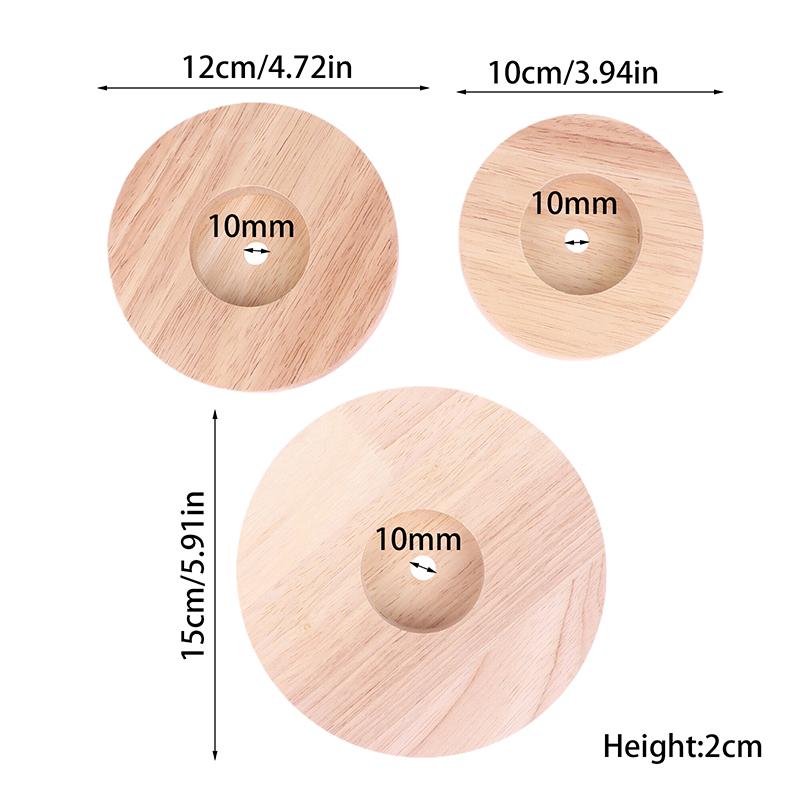 10Cm 12Cm 15Cm Wood Table Lamp Base Round Solid Wood Display Lamp Base Light Parts Stand For Diy Table Lamp Bases