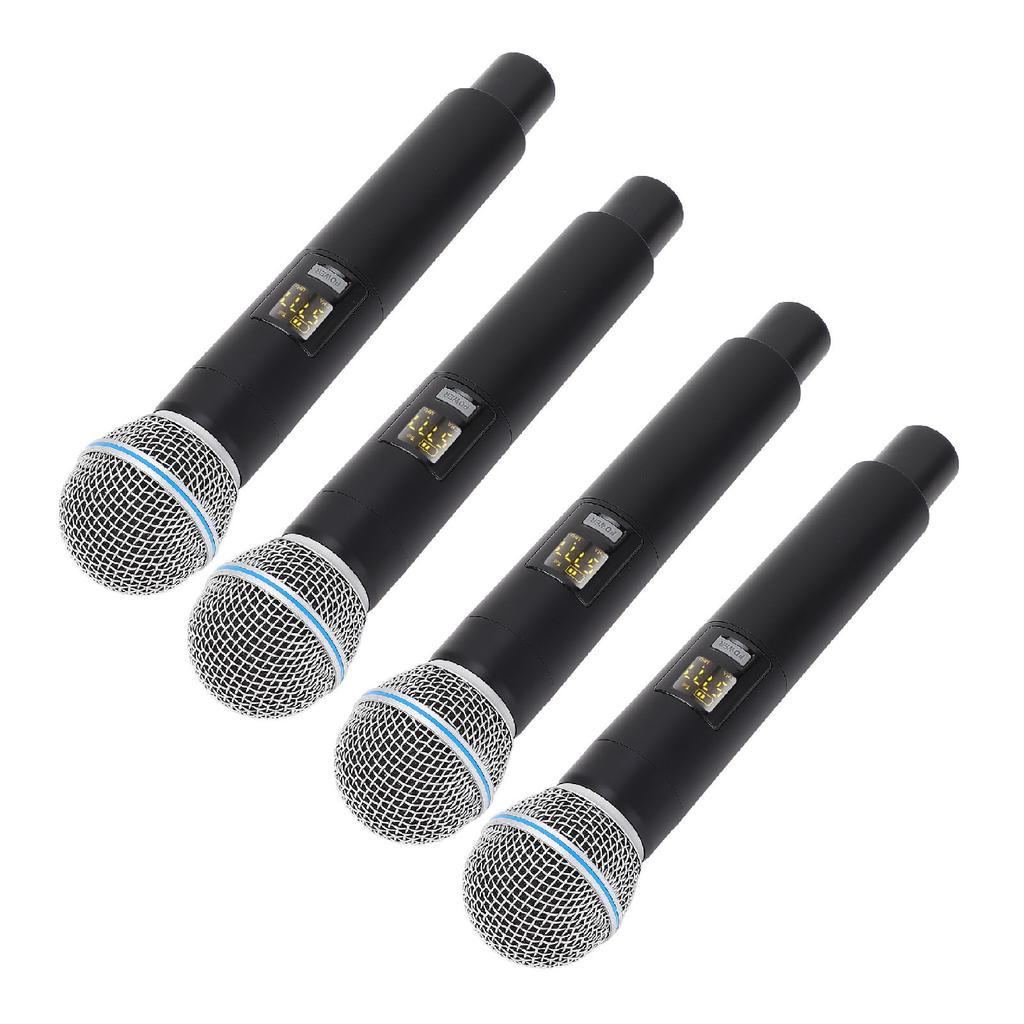 Wireless Microphone Set 164ft Range VHF Band 4 Cordless Handheld Dynamic Mic for Stage Recording