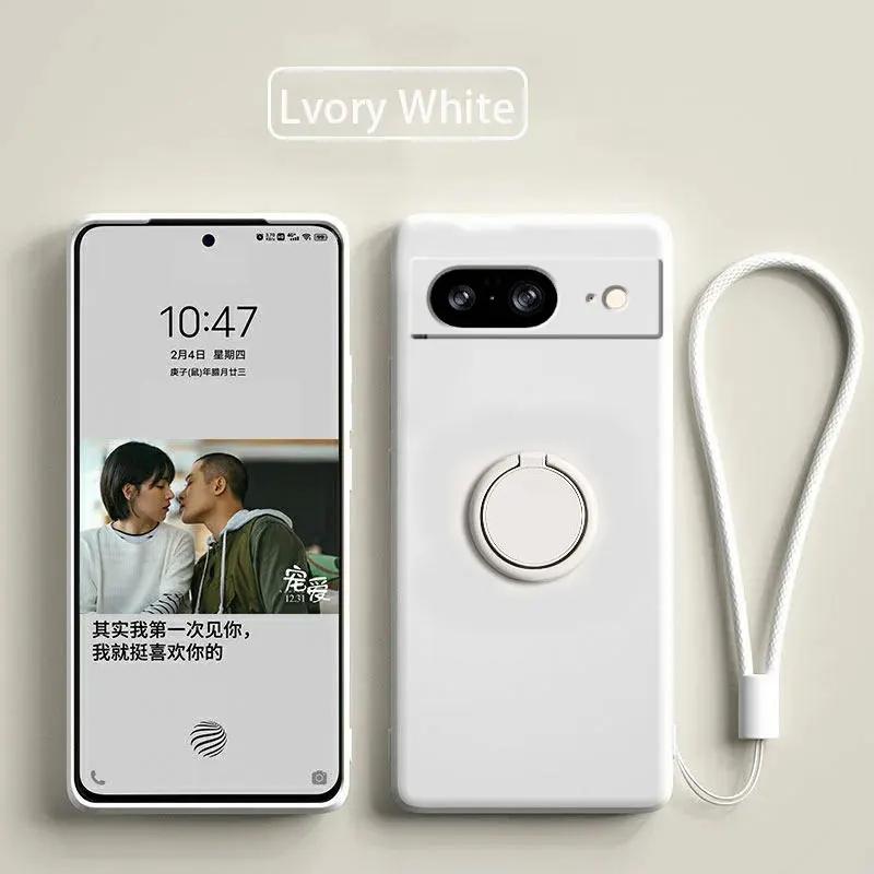 Чехол для Google Pixel 8 9 Finger Ring Stand Holder Slicone Cover для Pixel 9 Pro XL Solid Color Lens Protection Soft Phone Case