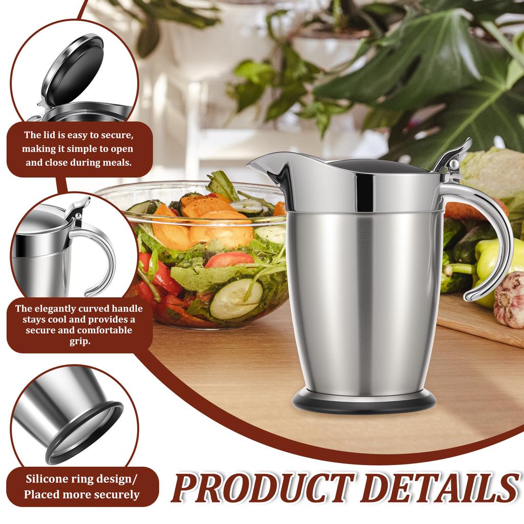 Соусник из нержавеющей стали 450/750 мл, кувшин для соуса с откидной крышкой для семейного ужина, Дня благодарения, Хэллоуина, Рождества