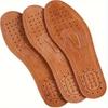 8 Pairs Breathable Anti-Odor Comfort Insoles - Unisex Brown Leather Sole Inserts for Women & Men, Fit for Dress Shoes, Loafers, Ankle Boots&High Heels