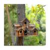 Bird House, Bird House For Outside, Wooden Bird Houses For Outside Hanging, 6 Hole Handmade Natural