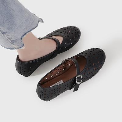 Полые балетки на плоской подошве, с ремешком на одну пряжку, с мелким вырезом, туфли Мэри Джейн, женские нишевые дизайнерские туфли